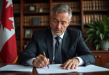 Loi 14 au Québec : définition, application et conséquences légales Avocat québecois en costume examine des documents juridiques