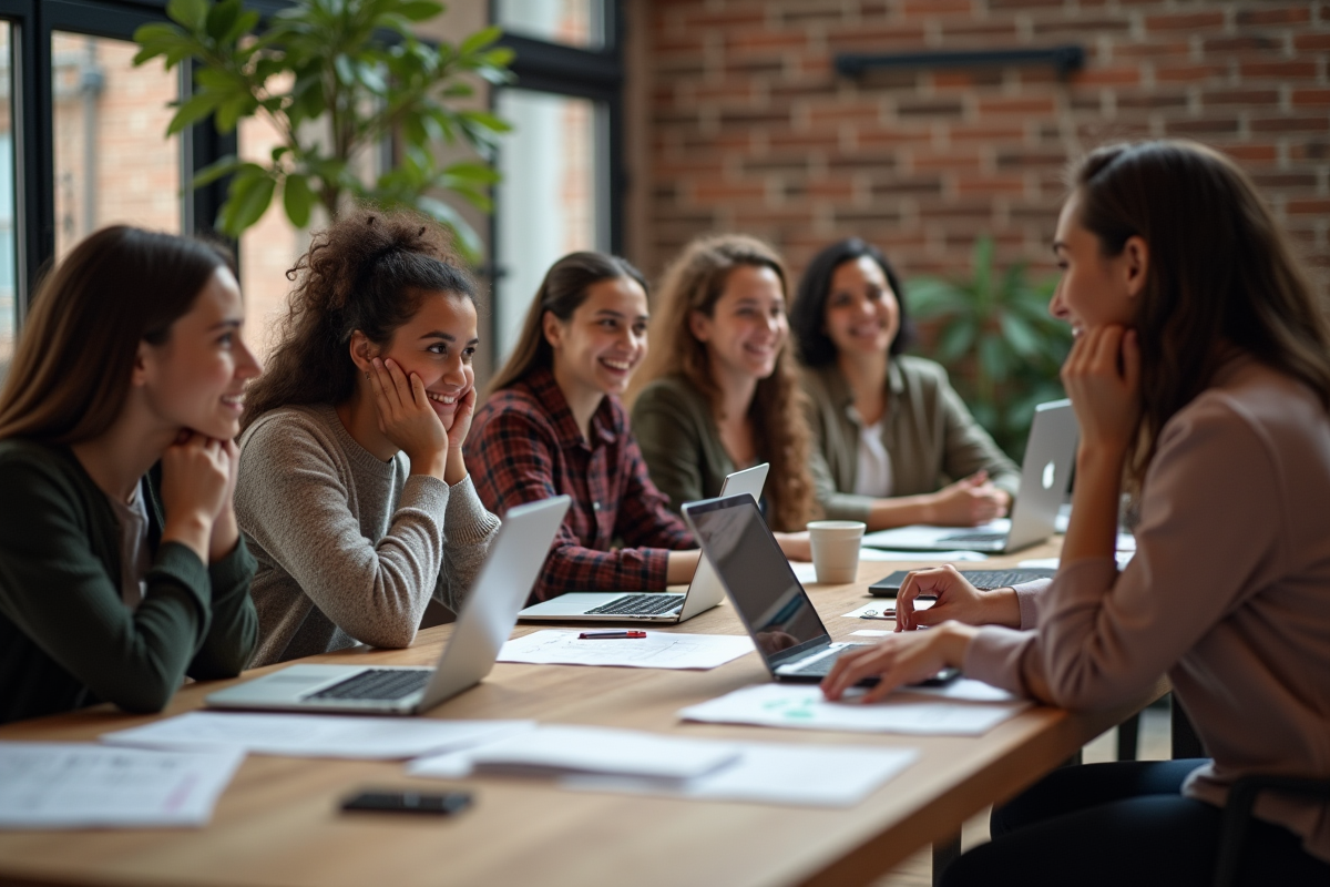 Groupe diversifié en réunion de brainstorming