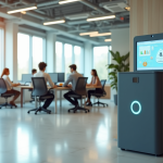 Moderniser son entreprise avec les solutions IT écologiques : focus sur les poubelles connectées Espace de bureau moderne avec poubelle intelligente écologique