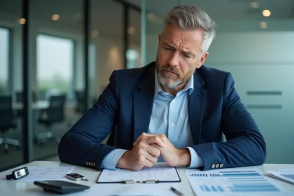 Comptable analysant les documents de calcul de l'avantage en nature véhicule sur son bureau en entreprise