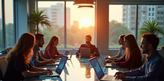 Equipe diverse brainstorming marketing moderne