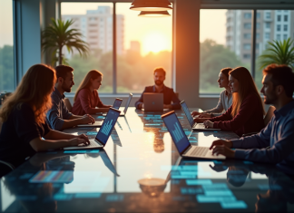 Equipe diverse brainstorming marketing moderne