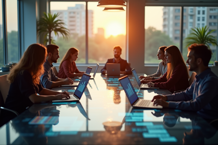 Equipe diverse brainstorming marketing moderne