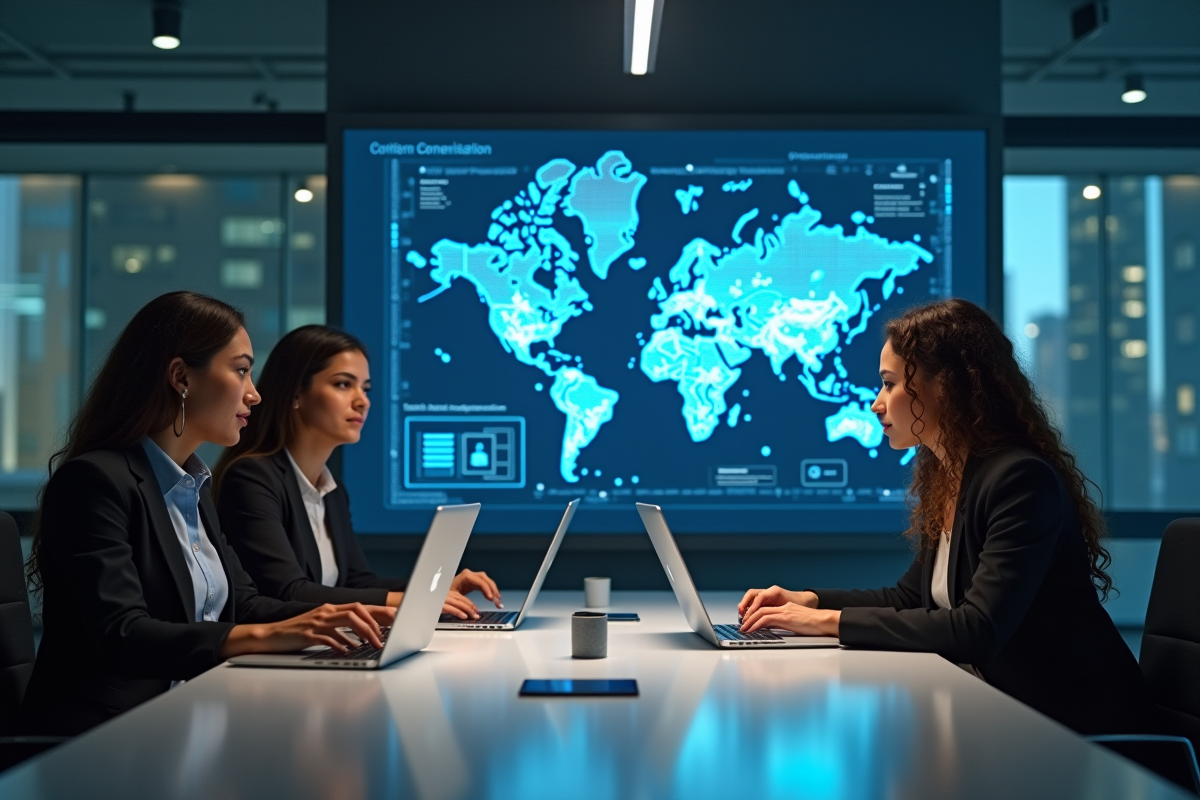 Equipe de trois specialists en cybersécurité en réunion