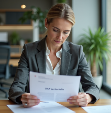Femme d affaires lisant un rapport sectoriel dans un bureau moderne