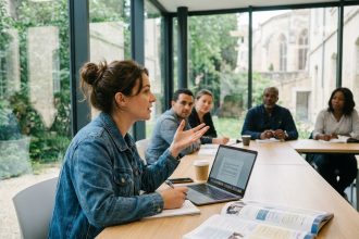 Femme en classe moderne à Montpellier pour apprendre l'anglais