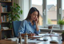 Salaire testeur produit : combien gagne un testeur de produit ? Femme en bureau moderne examinant un gadget électronique