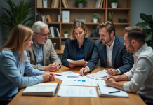 Groupe de professionnels en réunion de gestion des risques