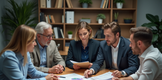 Groupe de professionnels en réunion de gestion des risques
