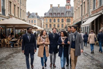 Groupe de jeunes professionnels dans Lille en ville