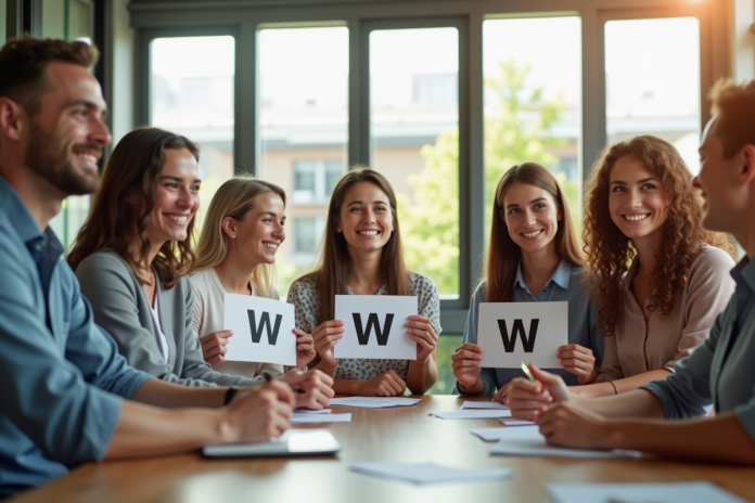 groupe-professionnels-bureau Groupe de professionnels divers dans un bureau lumineux