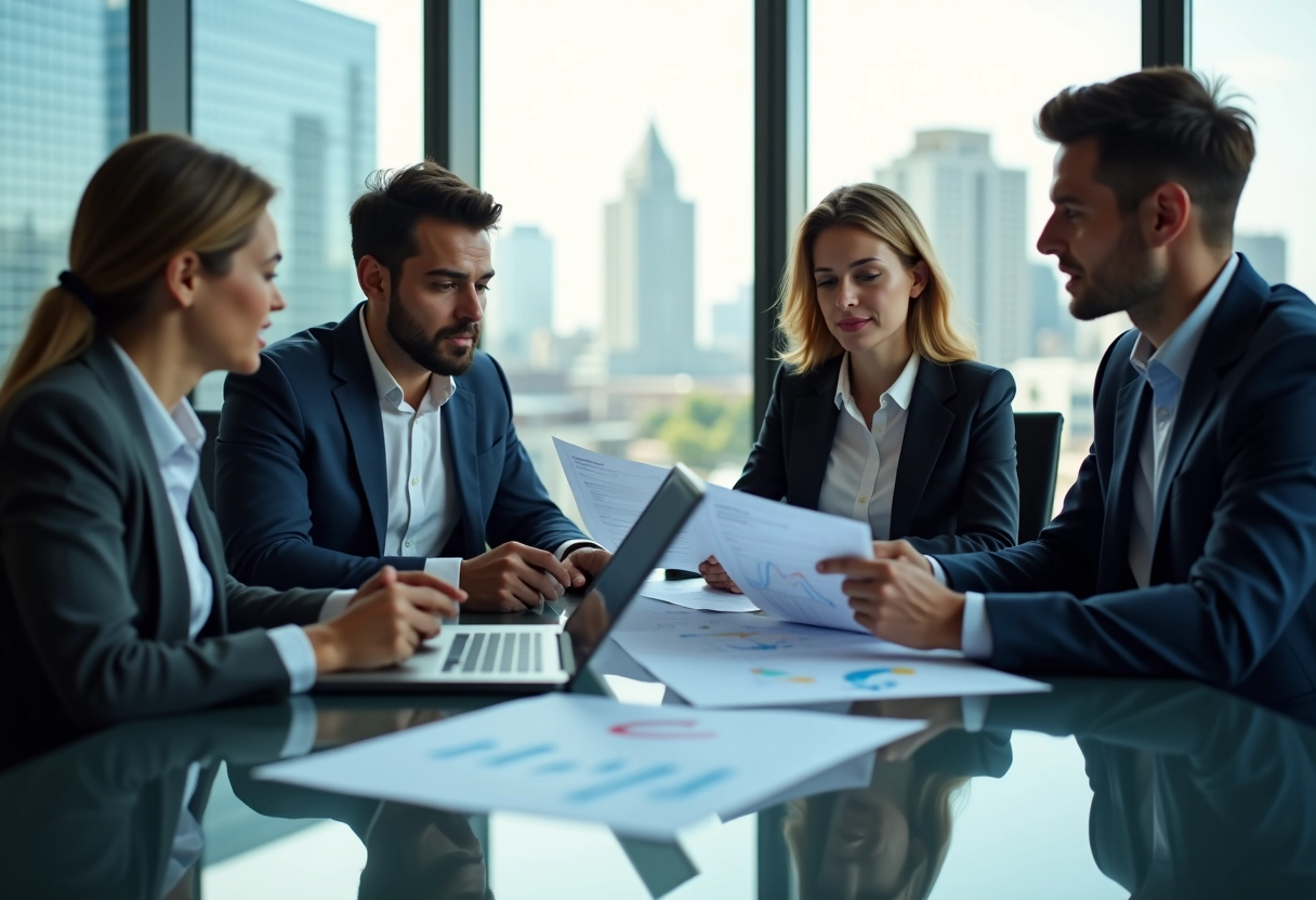 Groupe de professionnels divers dans un bureau lumineux