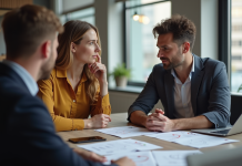 Changements loi travail 1er mai 2025 : Ce qui évolue pour vous Groupe de professionnels en réunion dans un bureau moderne