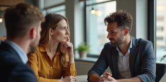 Changements loi travail 1er mai 2025 : Ce qui évolue pour vous Groupe de professionnels en réunion dans un bureau moderne