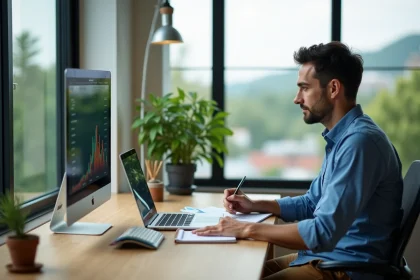 Homme français travaillant sur SEO dans un coworking à Chiang Mai