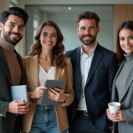 Nouveaux membres dans l’Agence Parisienne : Qui a rejoint l’équipe ? Groupe de jeunes professionnels à Paris souriants