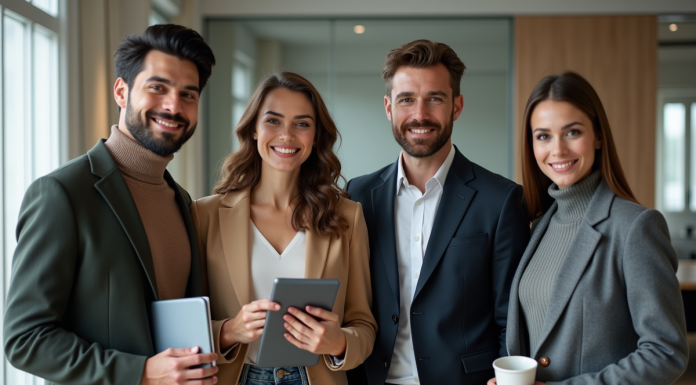 Nouveaux membres dans l’Agence Parisienne : Qui a rejoint l’équipe ? Groupe de jeunes professionnels à Paris souriants
