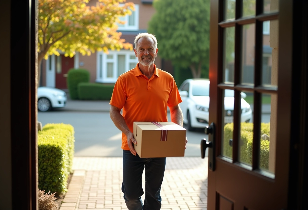 Livreur approchant d