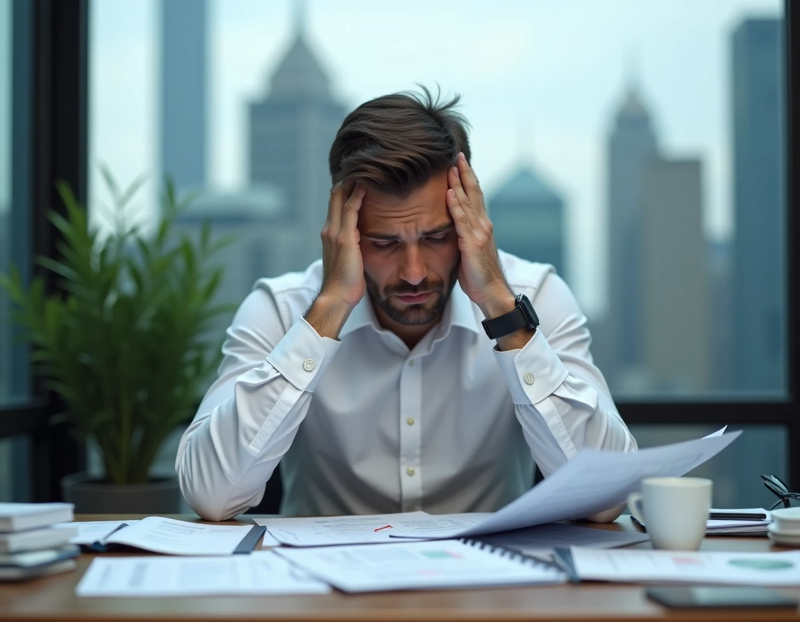 Homme en chemise blanche analysant des documents financiers dans un bureau moderne, symbolisant le choix d'un métier lucratif