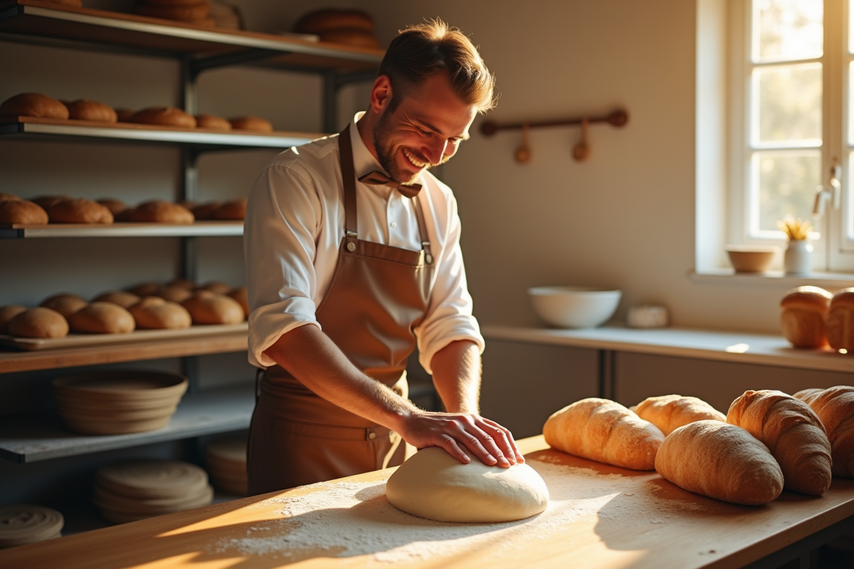 Pâtisserie en préparation dans une cuisine chaleureuse